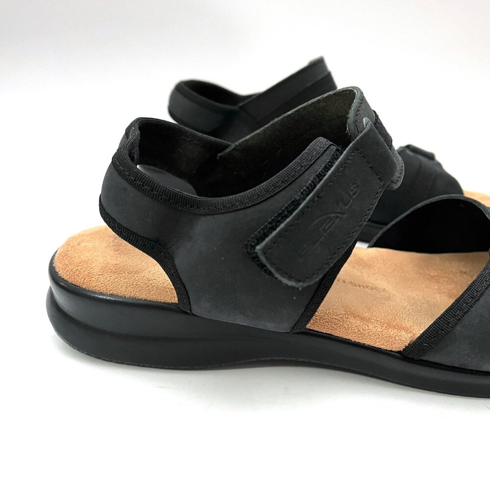 Flexus Sandals Made in Italy Black Leather Comfort Ankle Strap Spring Step - Picture 10 of 12